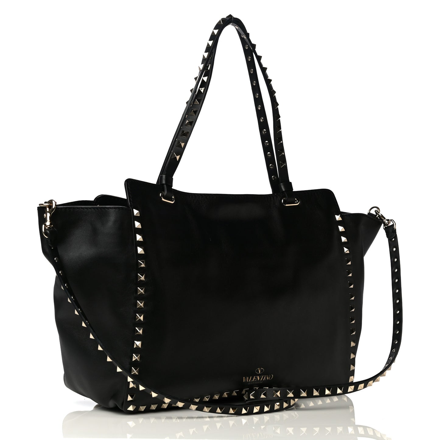 Vitello Medium Rockstud Tote Black