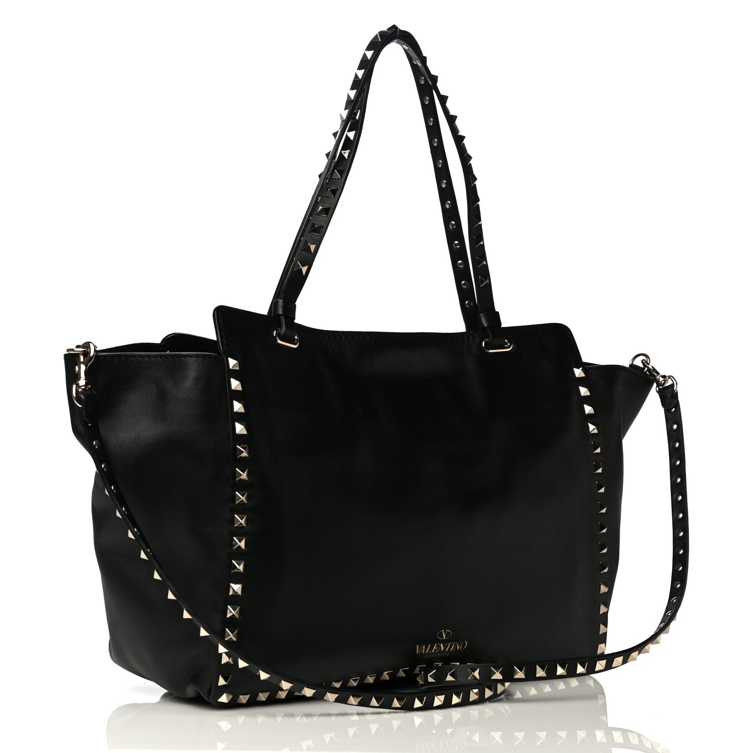 Valentino Garavani Vitello Medium Rockstud Tote Black 3 of 11