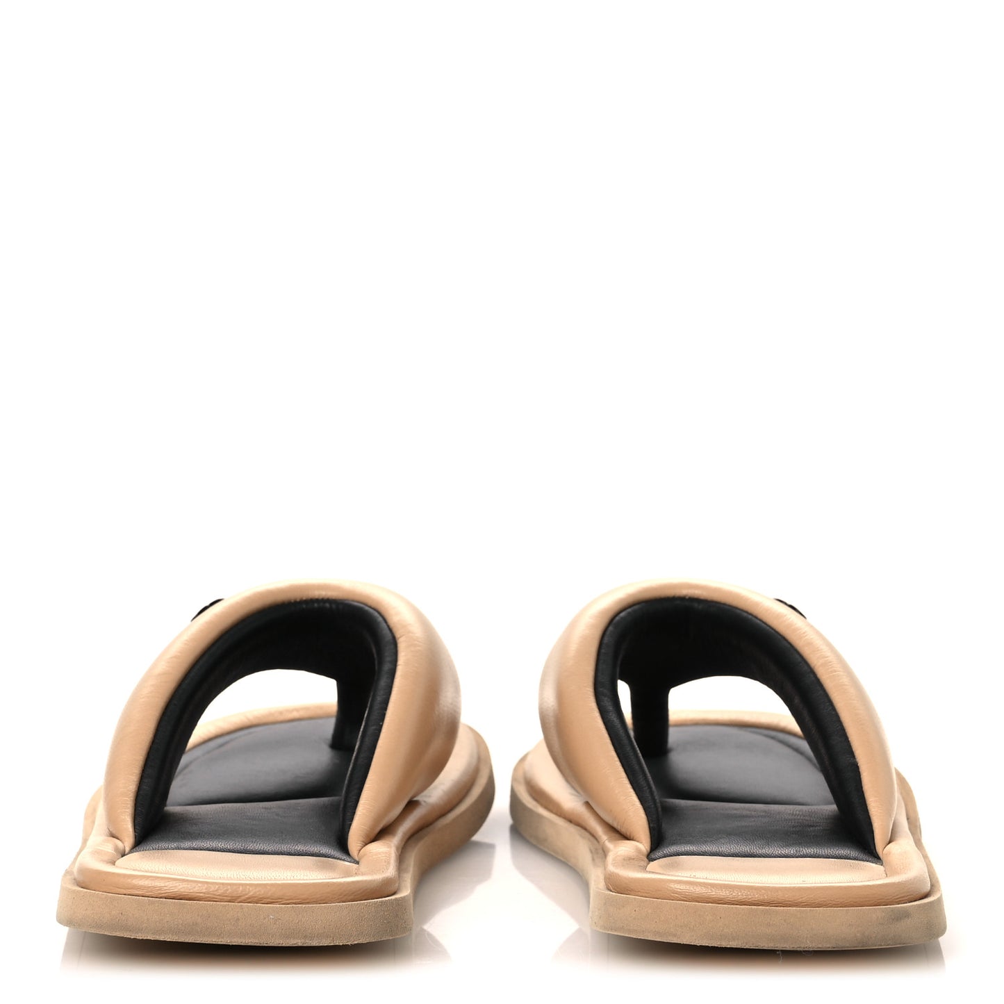 Lambskin Padded Pool Thong Sandals 40 Beige