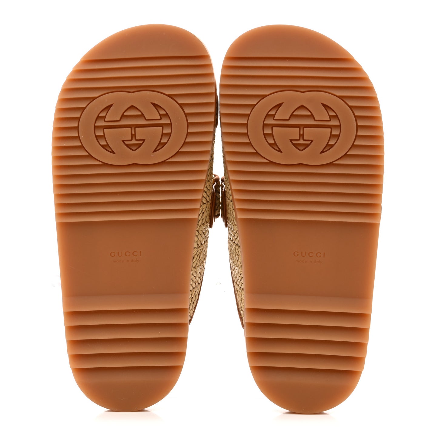 GG Raffia Womens Slide Sandals With Straps 37.5 Natural Harness Brown