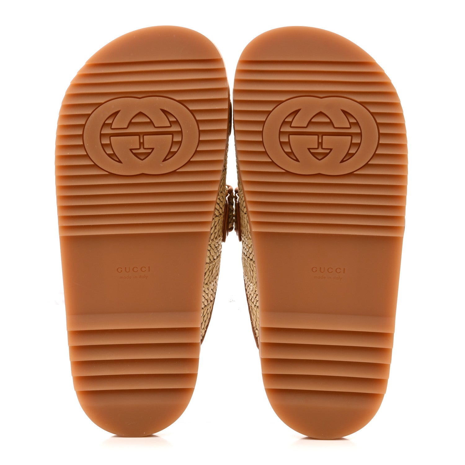 Gucci GG Raffia Womens Slide Sandals With Straps 37.5 Natural Harness Brown 6 of 10