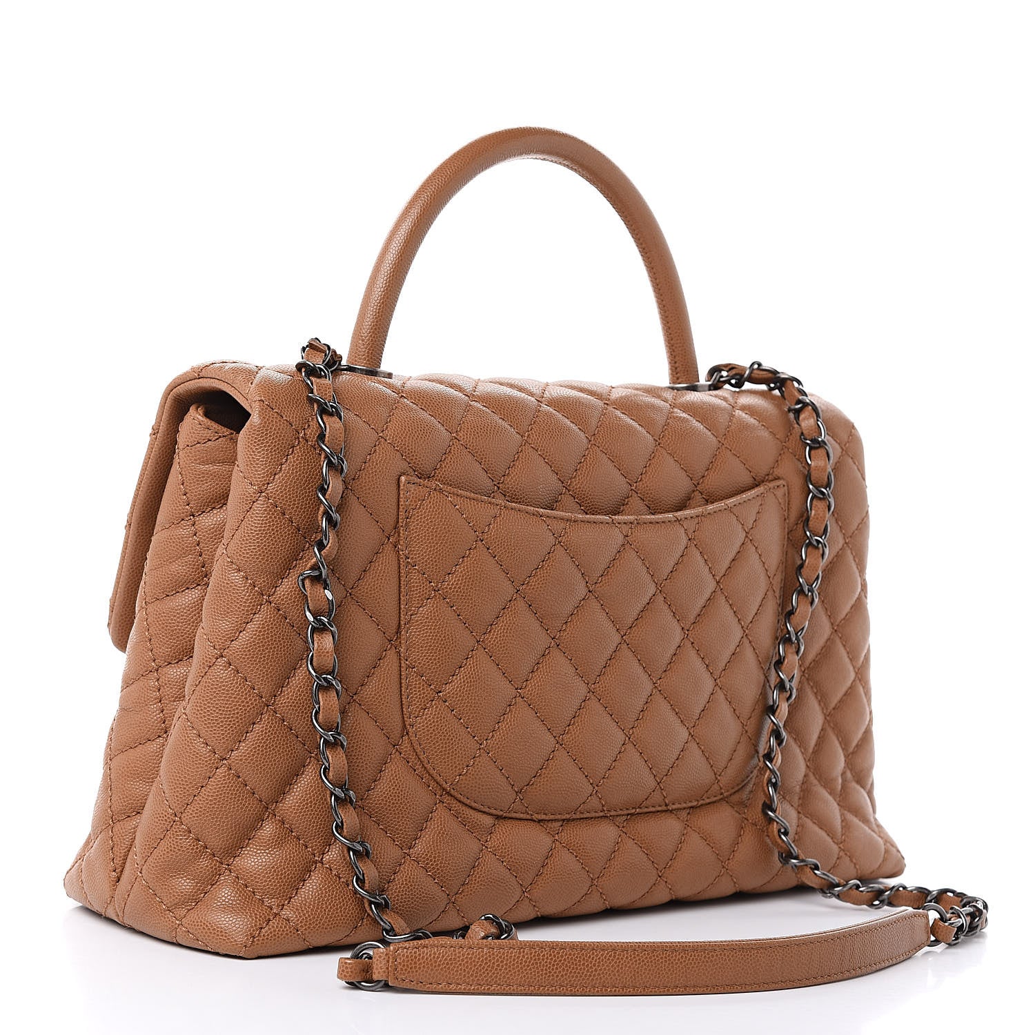 Chanel Caviar Quilted Medium Coco Handle Flap Camel 3 of 12