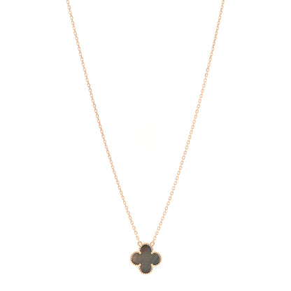 Van Cleef & Arpels 18K Rose Gold Gray Mother of Pearl Vintage Alhambra Pendant Necklace 1 of 6