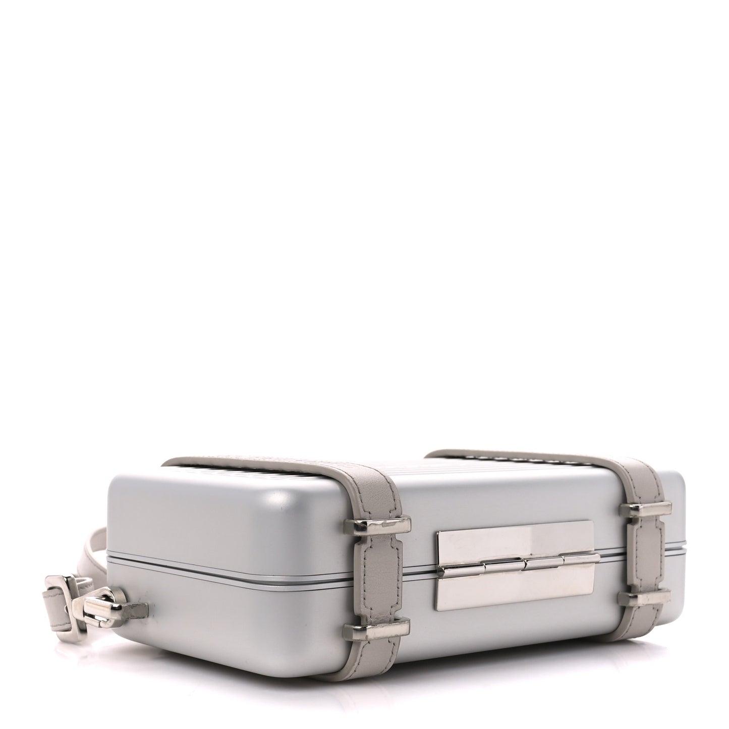 X RIMOWA Aluminum Personal Clutch On Strap Silver