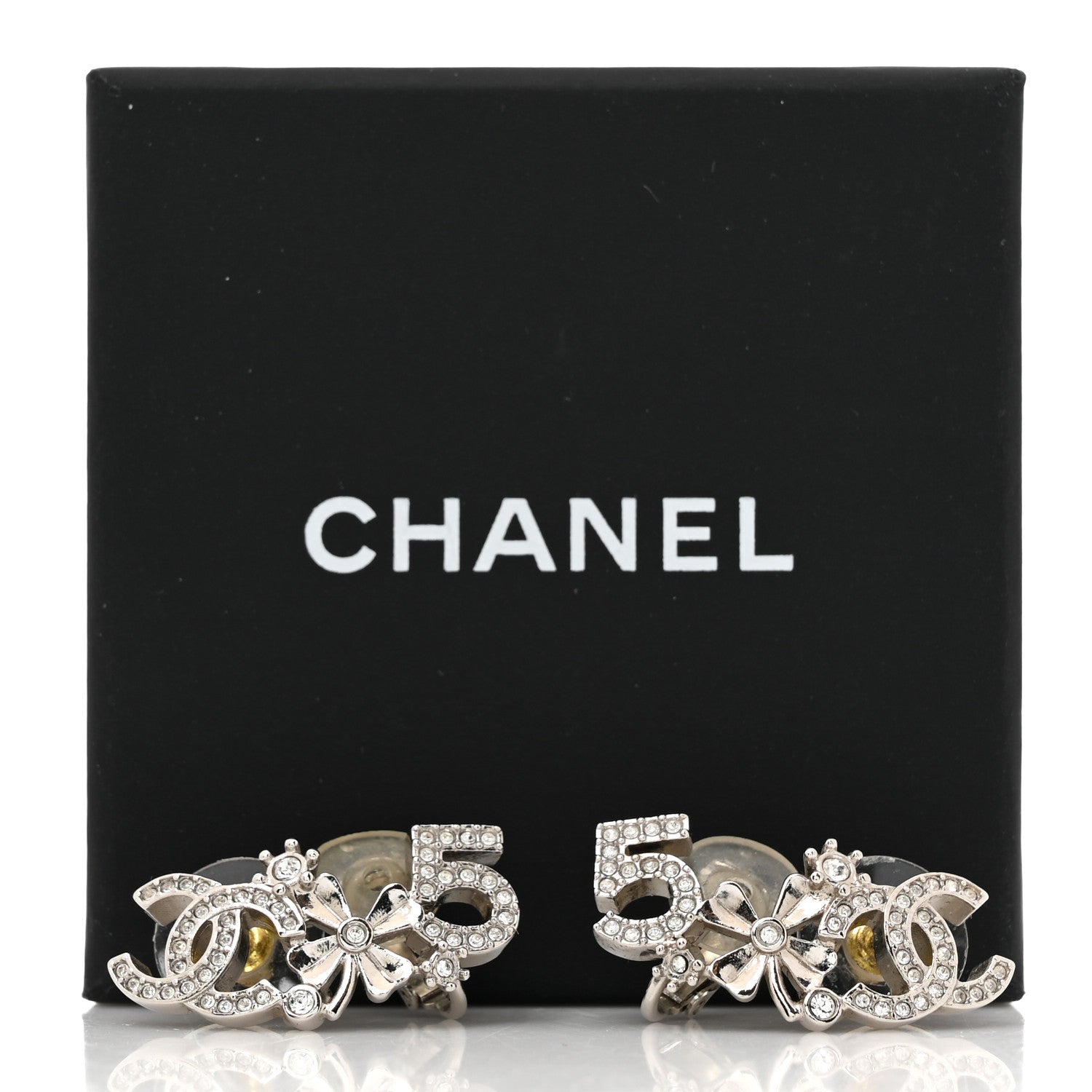 Chanel Crystal Star 5 CC Earrings Silver 5 of 5