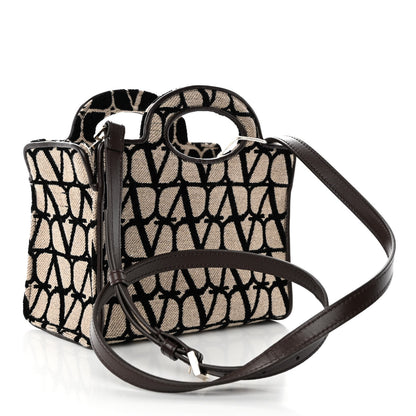 Valentino Garavani Toile Iconographe Goatskin Mini Le Troisieme Shopping Bag Naturale Black Fondant 3 of 10