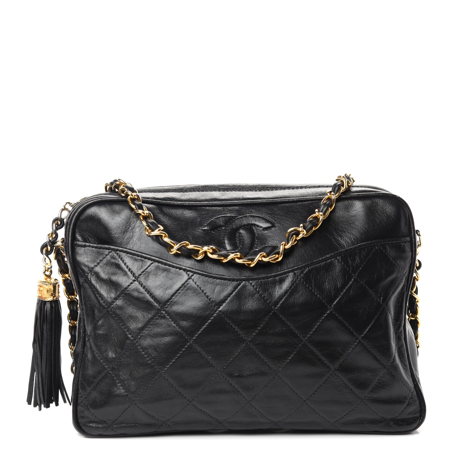 Chanel Lambskin Quilted CC Tassel Camera Case Black 1 of 11