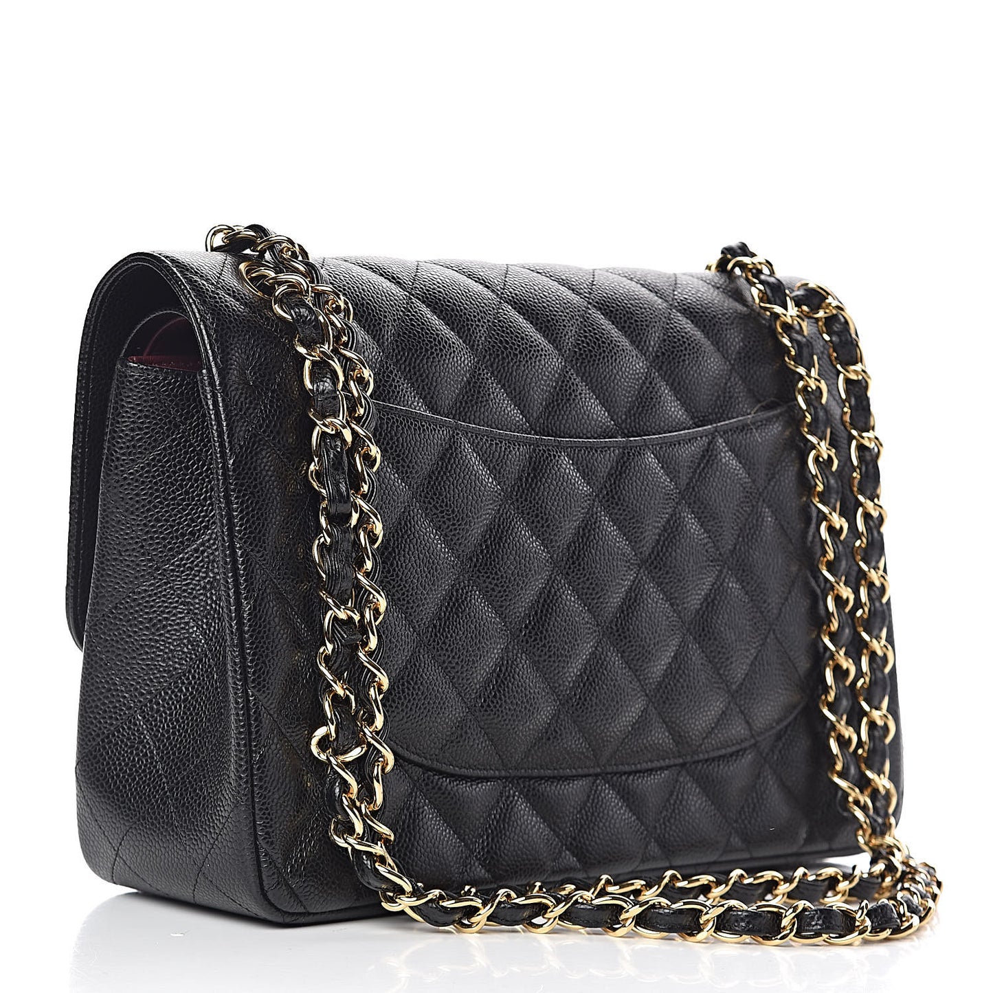 Caviar Quilted Jumbo Double Flap Black
