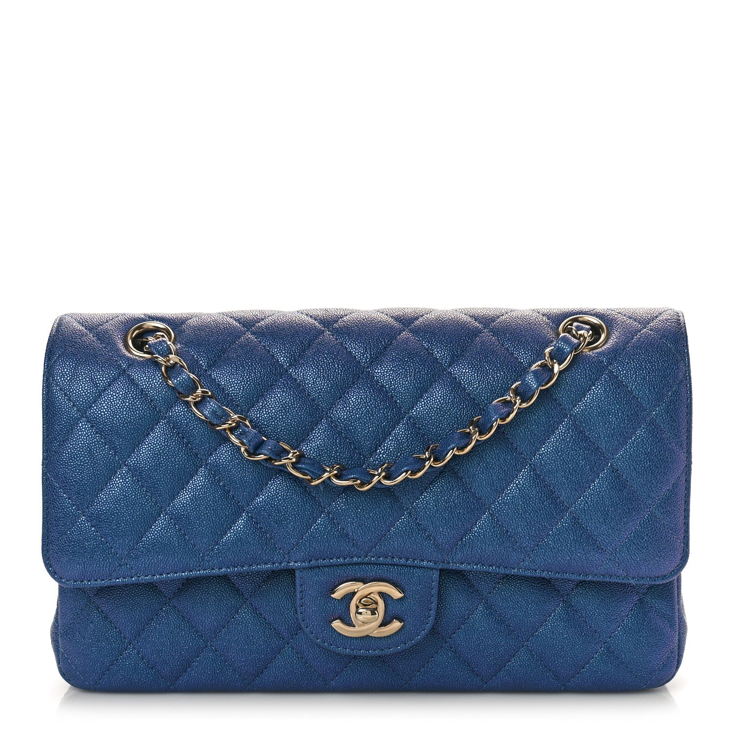 Chanel Iridescent Caviar Quilted Medium Double Flap Dark Blue 1 of 9