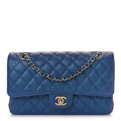 Chanel Iridescent Caviar Quilted Medium Double Flap Dark Blue 1 of 9