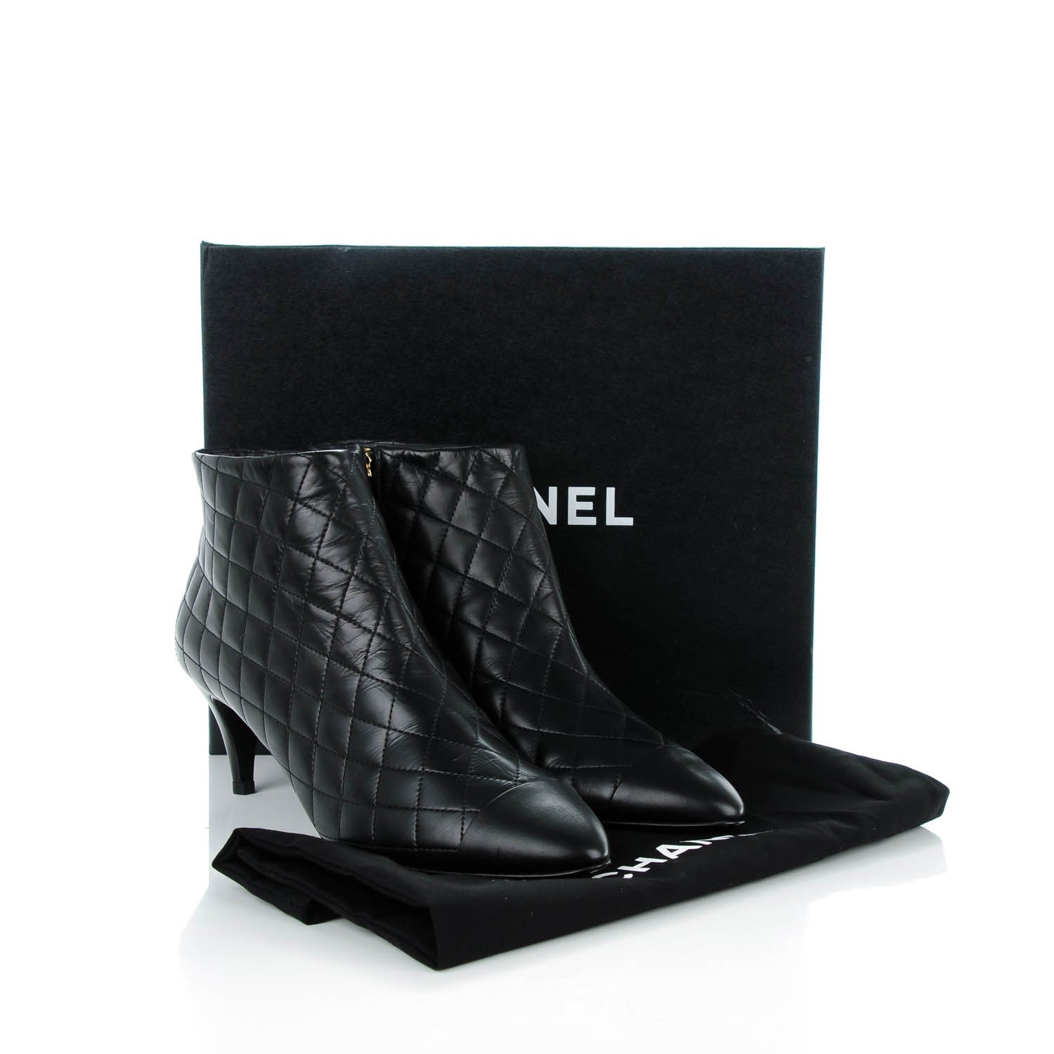 Chanel Calfskin Quilted Cap Toe Short Boots 41 Black 7 of 8