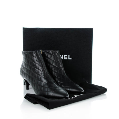 Chanel Calfskin Quilted Cap Toe Short Boots 41 Black 7 of 8