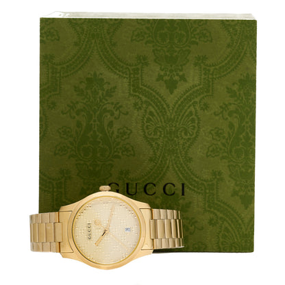 Gucci Stainless Steel 38mm G-Timeless Diamante Quartz Watch Gold 5 of 5