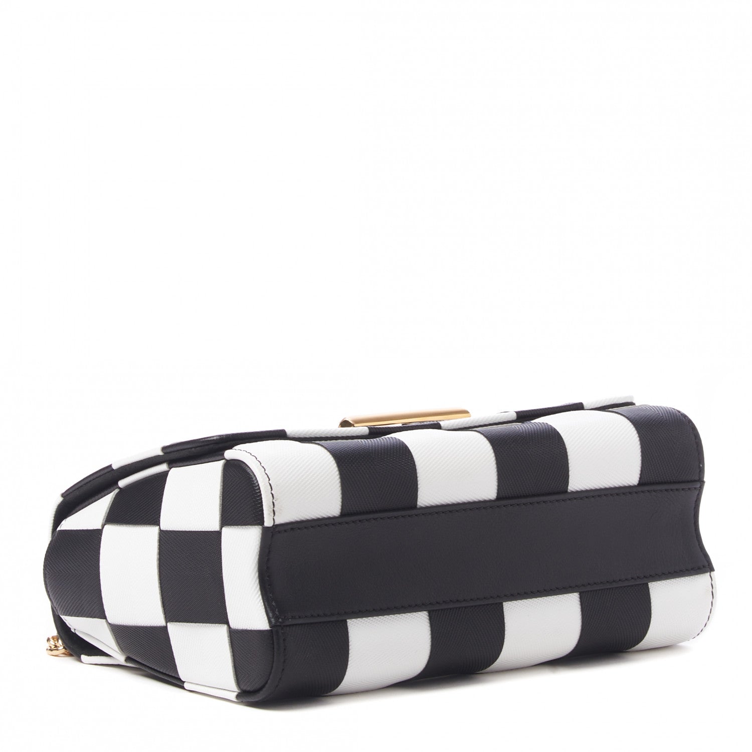Louis Vuitton Calfskin Damier Tressage Twist Shoulder Bag MM Black White 4 of 9