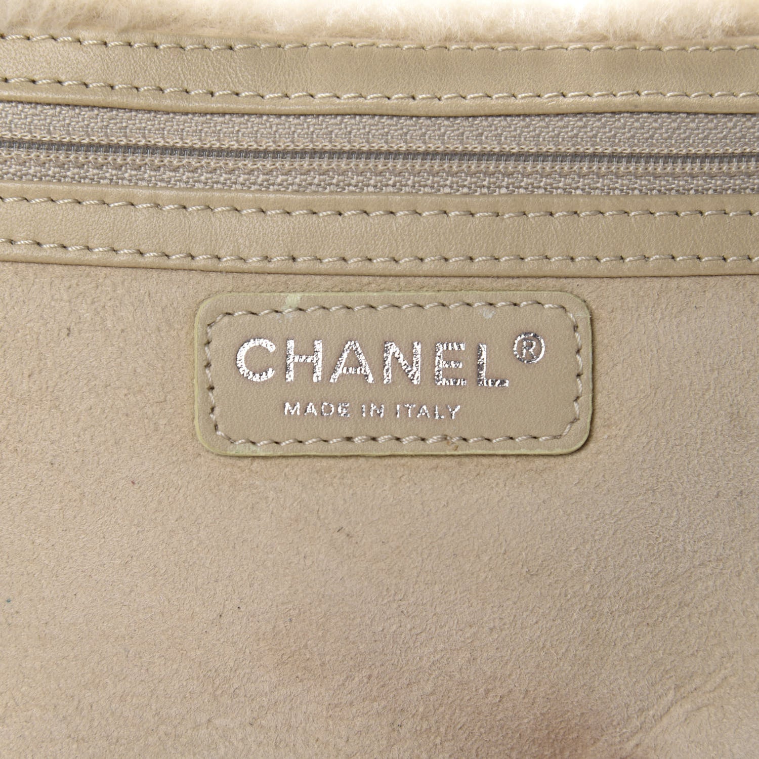 Chanel Shearling Suede Stitched CC Tote Light Beige 11 of 17