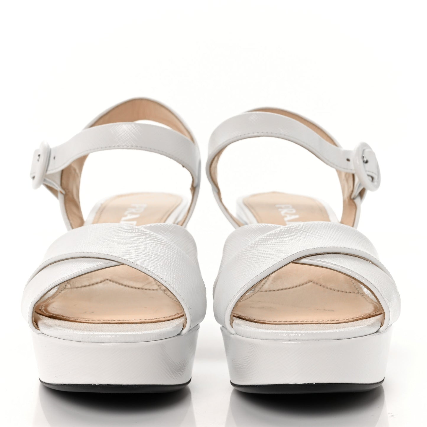 Vernice Saffiano Embossed Crisscross Platform 20/65mm Sandals 37 White