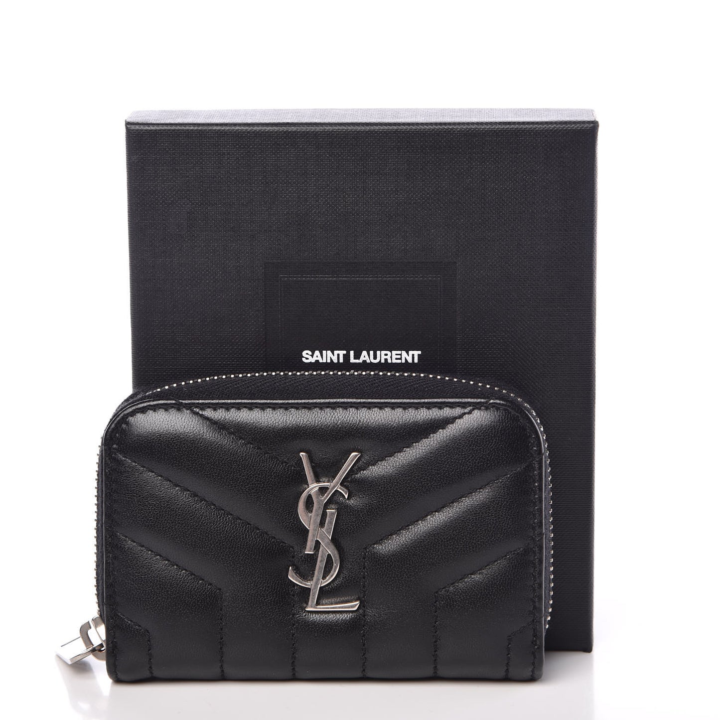 Lambskin Y Quilted Monogram LouLou Zip Coin Purse Black