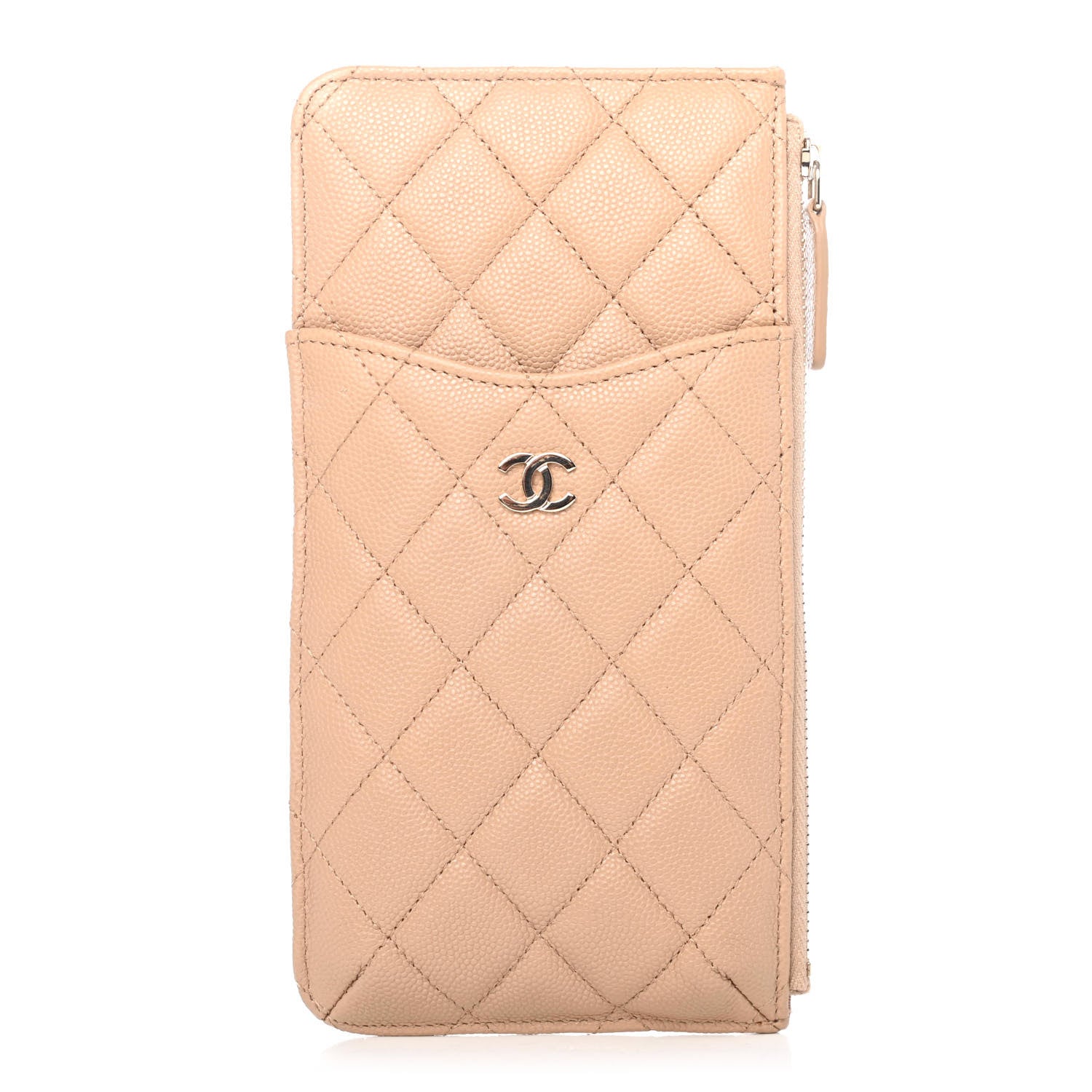 Chanel Caviar Quilted Classic Flat Wallet Pouch Beige 1 of 4