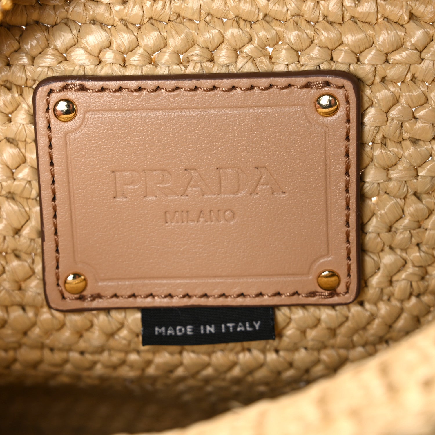 Prada Yarn Raffia Effect Crochet Brique Crossbody Bag Natural