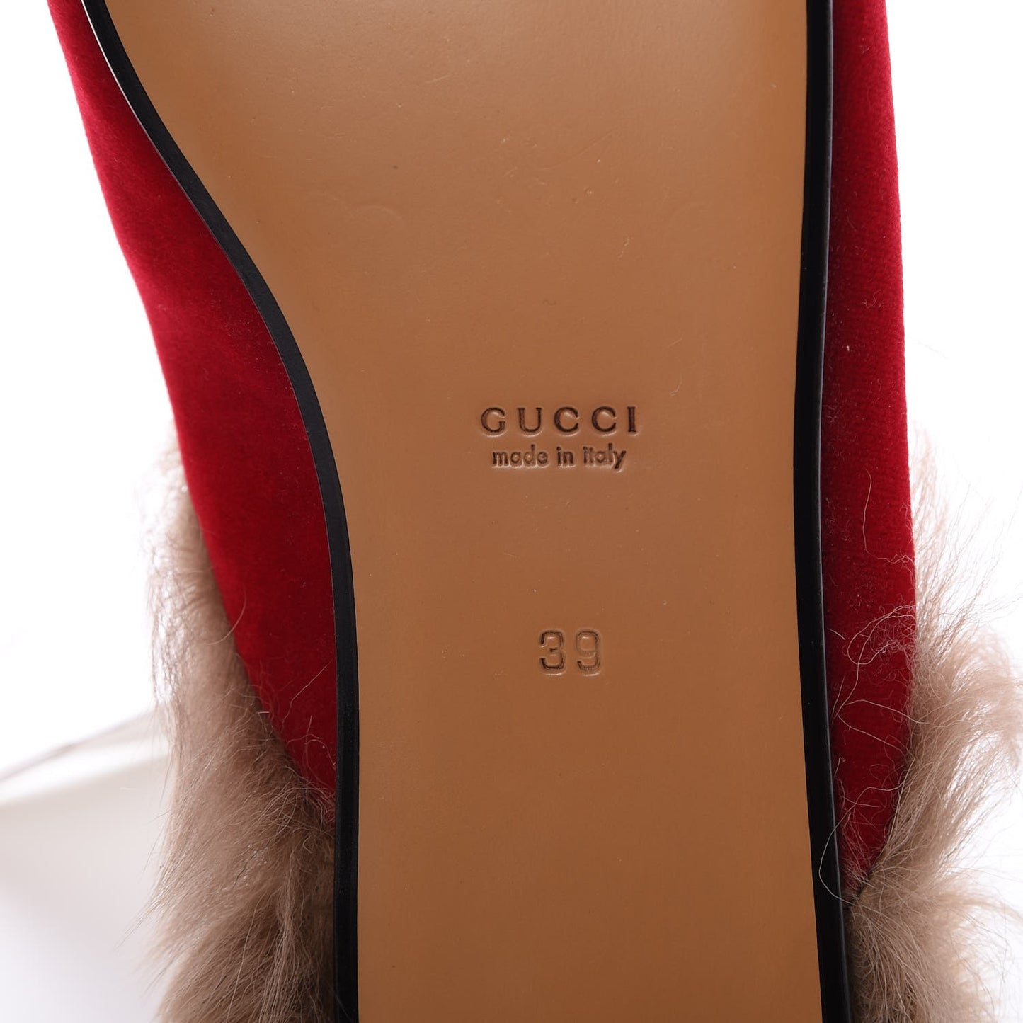 Velvet Fur Womens Princetown Slippers 39 Hibiscus Red
