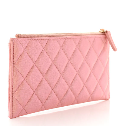 Chanel Iridescent Caviar Quilted Classic Zip Pouch Rose Pink 3 of 7