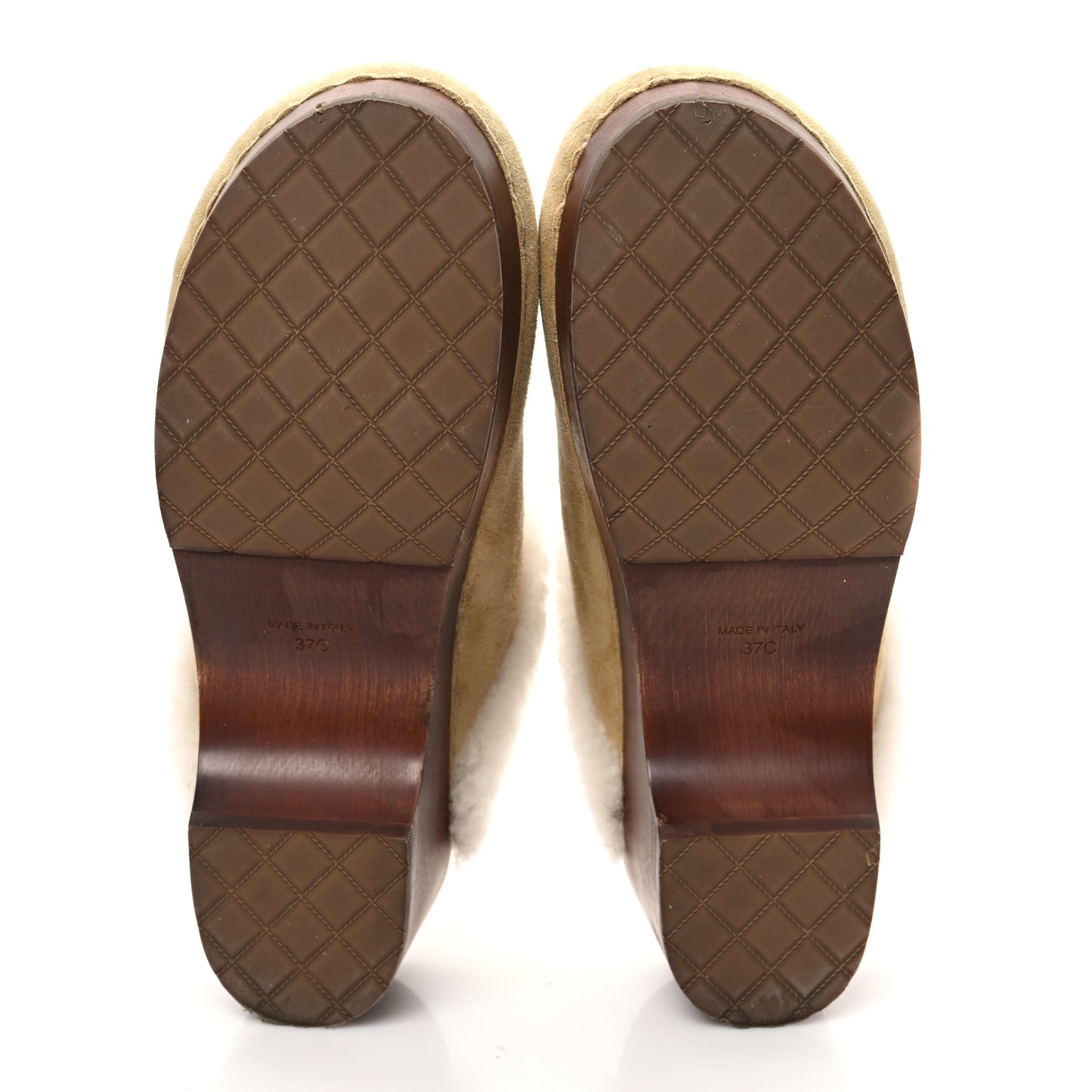 Suede Shearling CC Clogs 37 Beige