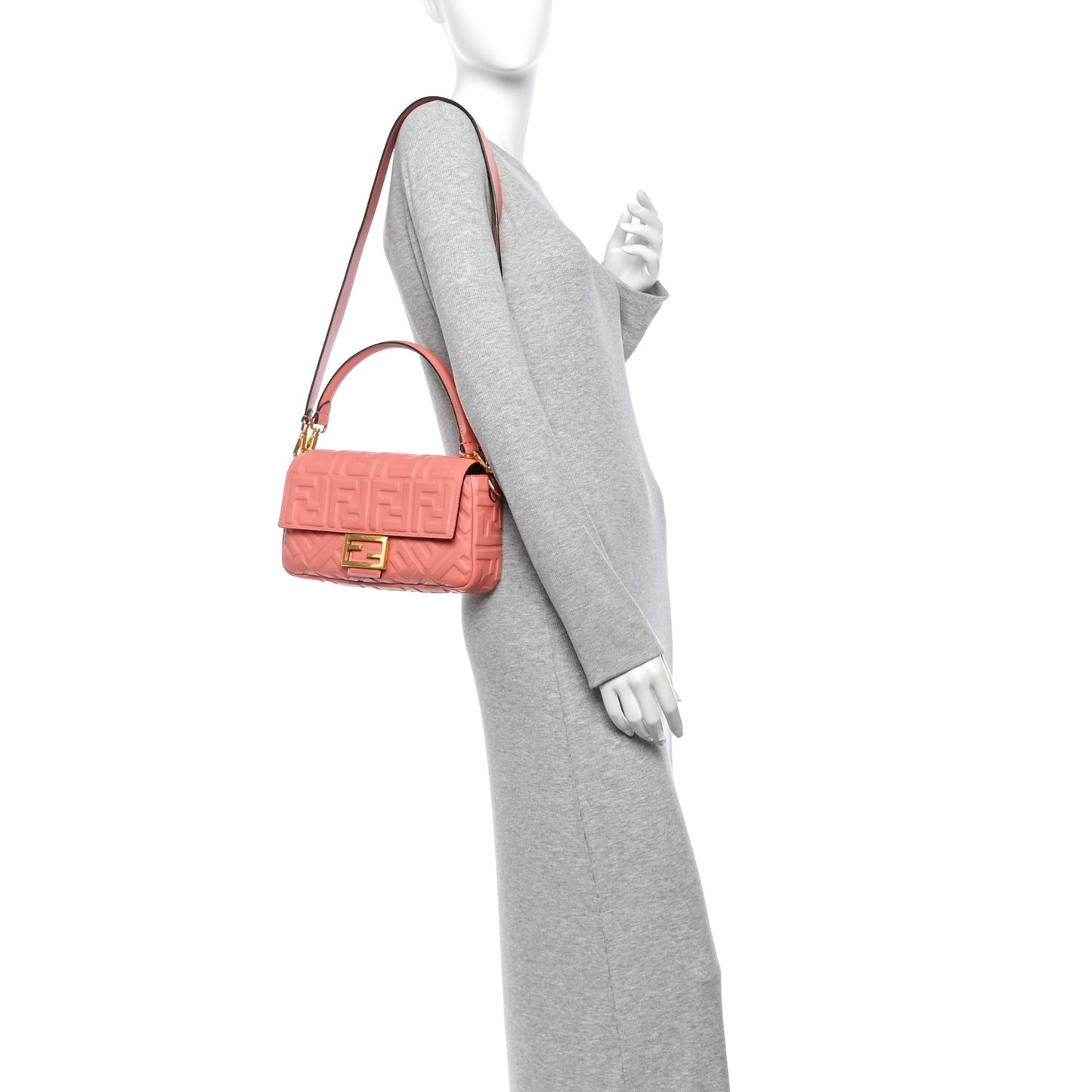 Nappa FF 1974 Embossed Baguette Rosa Pesca