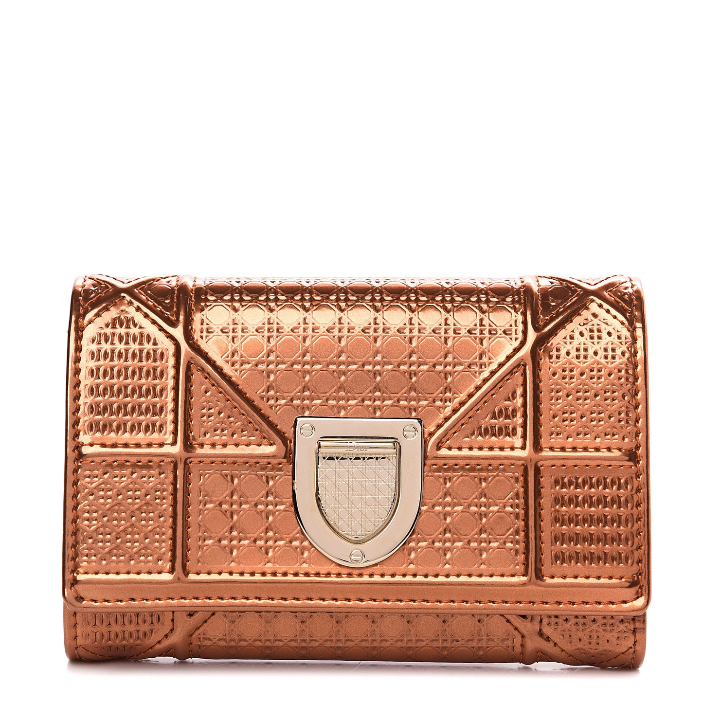 Metallic Patent Micro-Cannage Diorama Elancee Wallet Orange