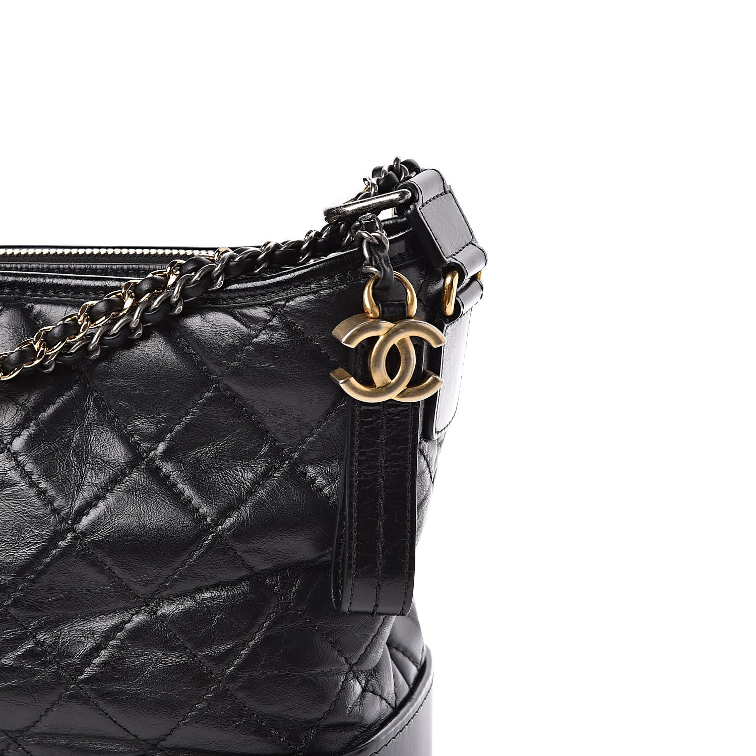 Chanel Aged Calfskin Quilted Medium Gabrielle Hobo Black 10 of 10