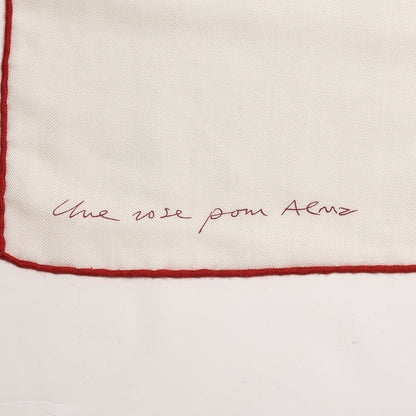 Hermes Cashmere Silk Une Rose Pour Alma Shawl 140 White Rouge Bordeaux 4 of 6