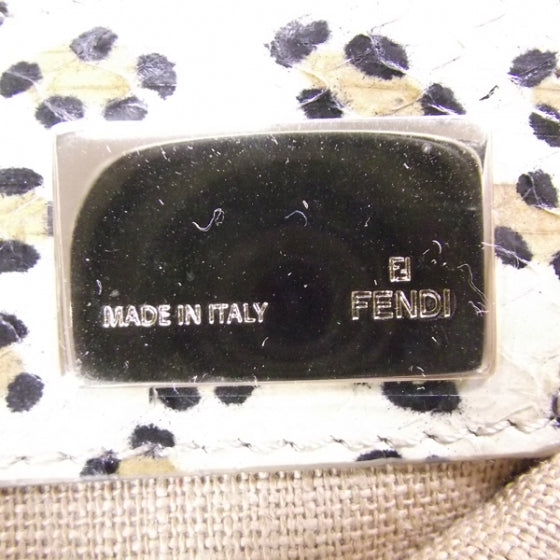Snakeskin Leopard Print Baguette Beige