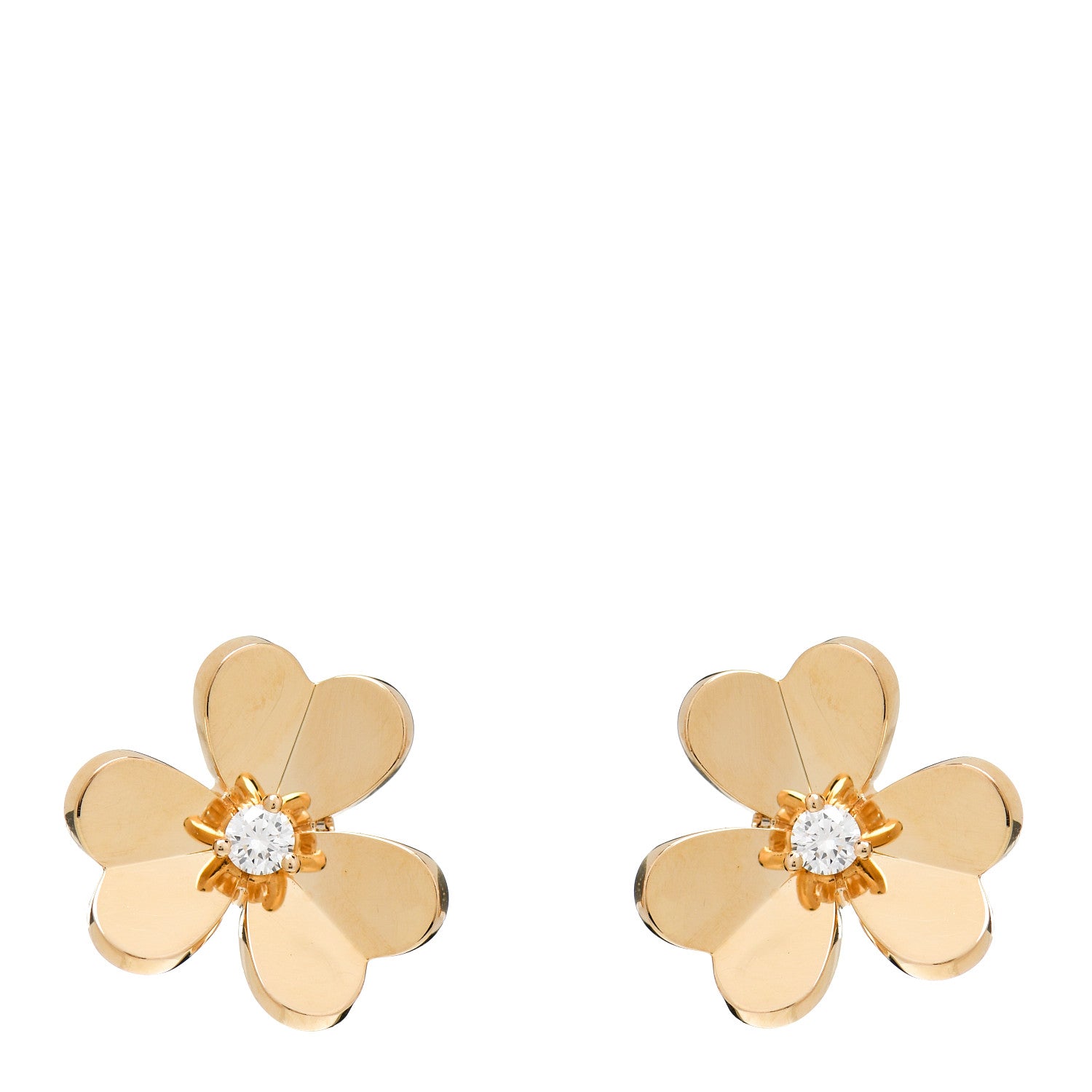 Van Cleef & Arpels 18K Yellow Gold Diamond Small Frivole Earrings 1 of 5