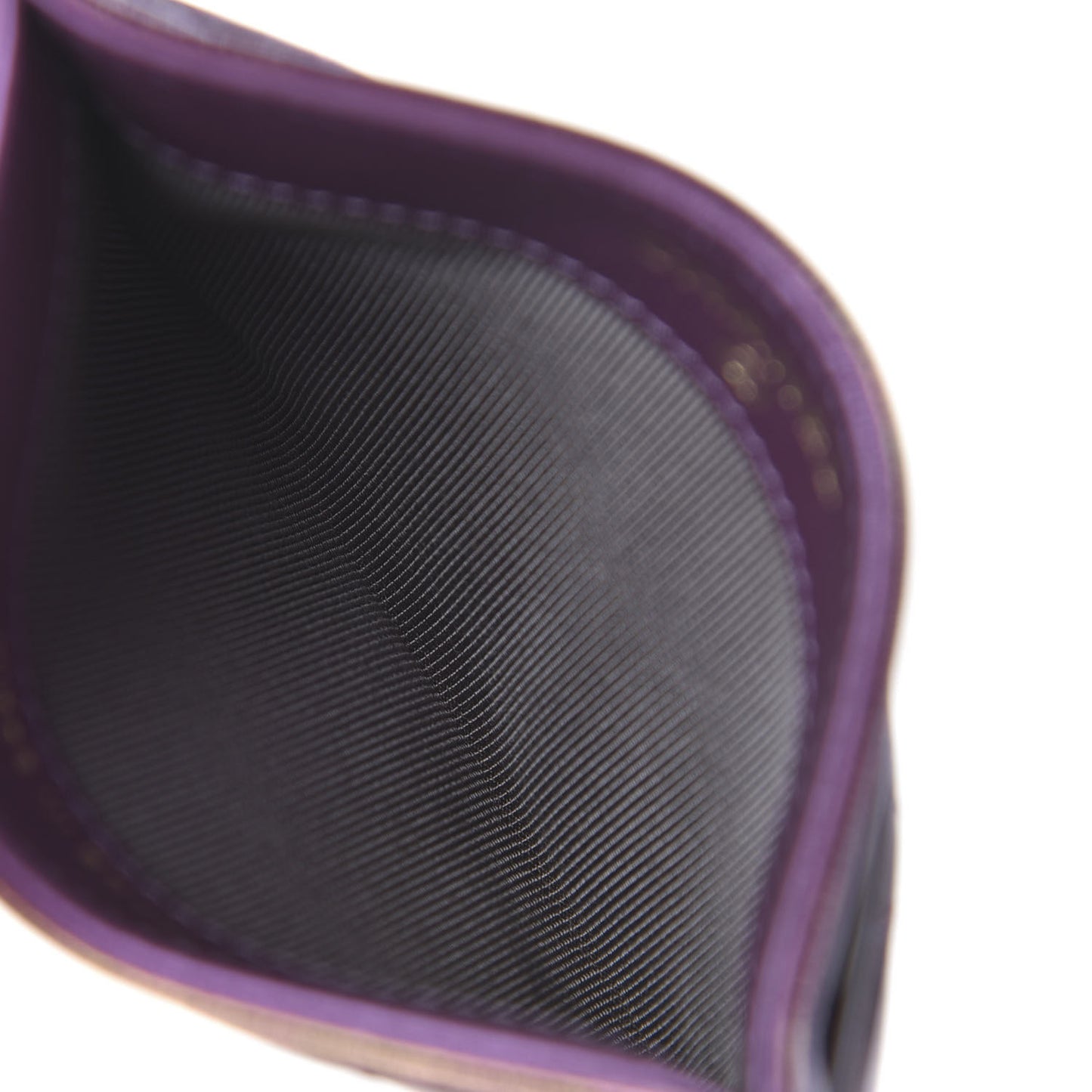 Iridescent Lambskin Quilted Card Holder Purple