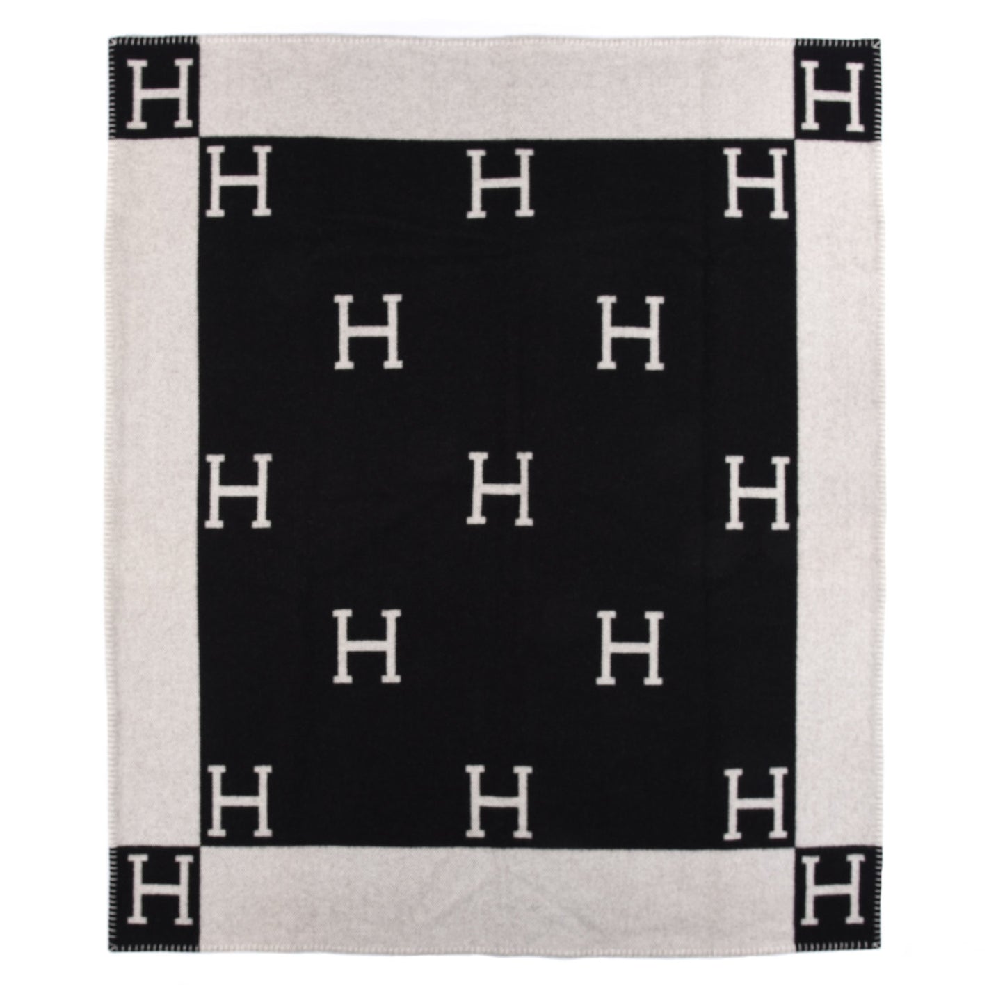 Wool Cashmere Avalon Blanket Ecru Gris Fonce