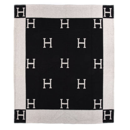 Hermes Wool Cashmere Avalon Blanket Ecru Gris Fonce 1 of 3
