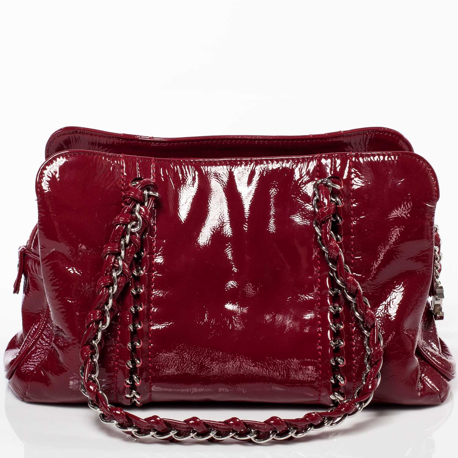 Chanel Patent Luxe Ligne Medium Tote Red 3 of 9