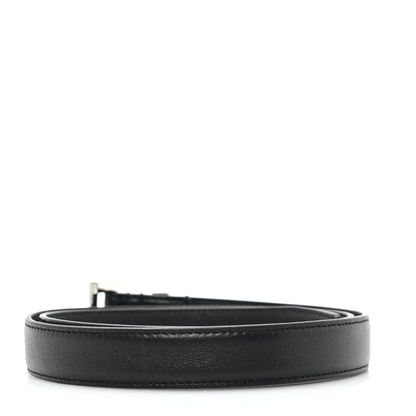 Calfskin Monogram Narrow Square Buckle Belt 75 30 Black