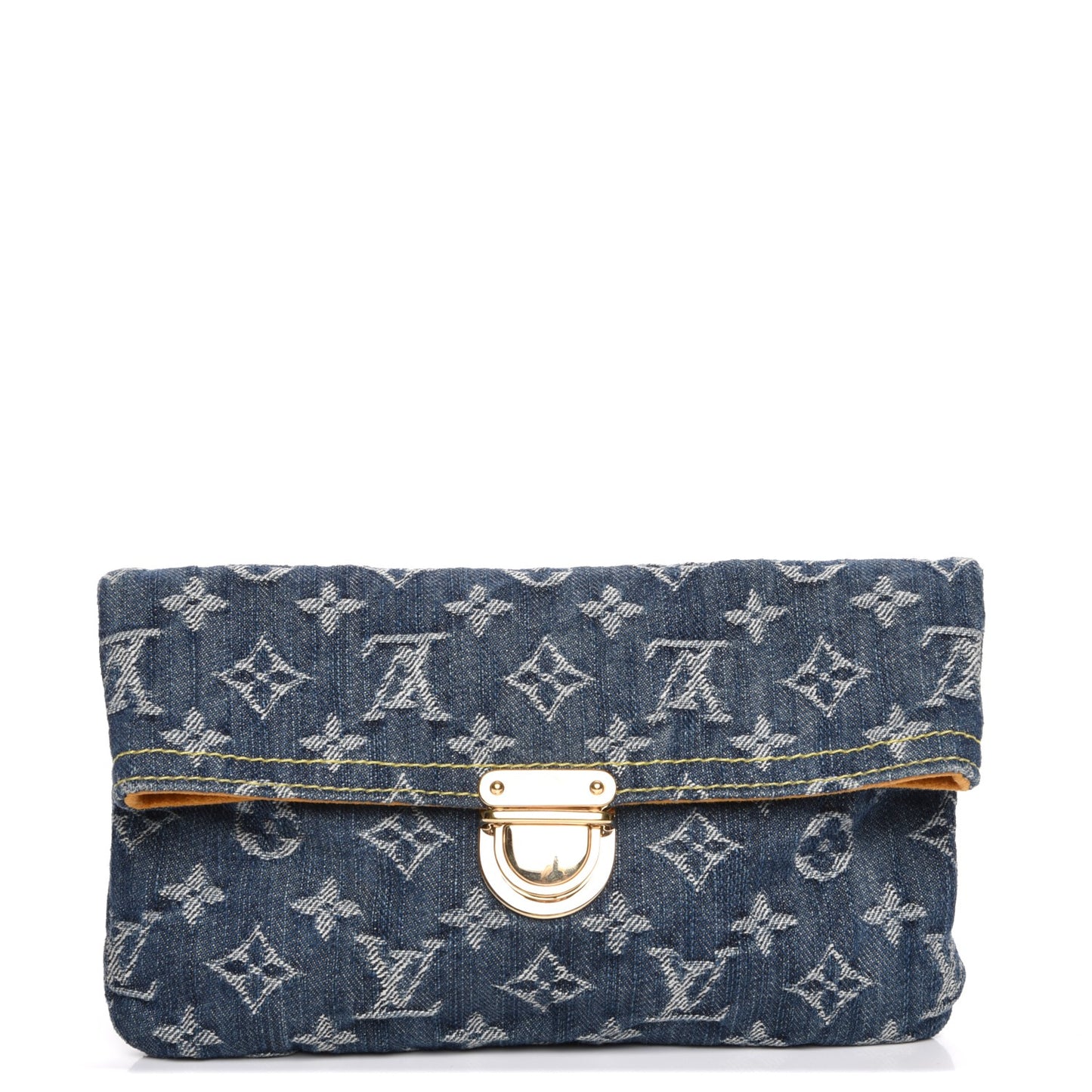 Monogram Denim Pochette Plat Clutch Blue