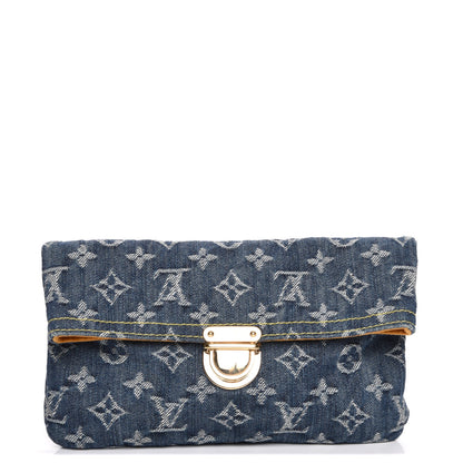 Louis Vuitton Monogram Denim Pochette Plat Clutch Blue 1 of 7