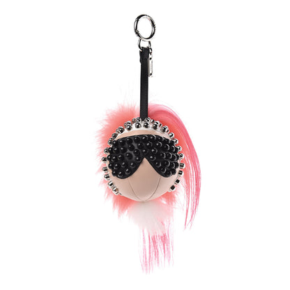 Fendi Lambskin Goat Fur Studded Punkarlito Bag Charm Azalea 1 of 5