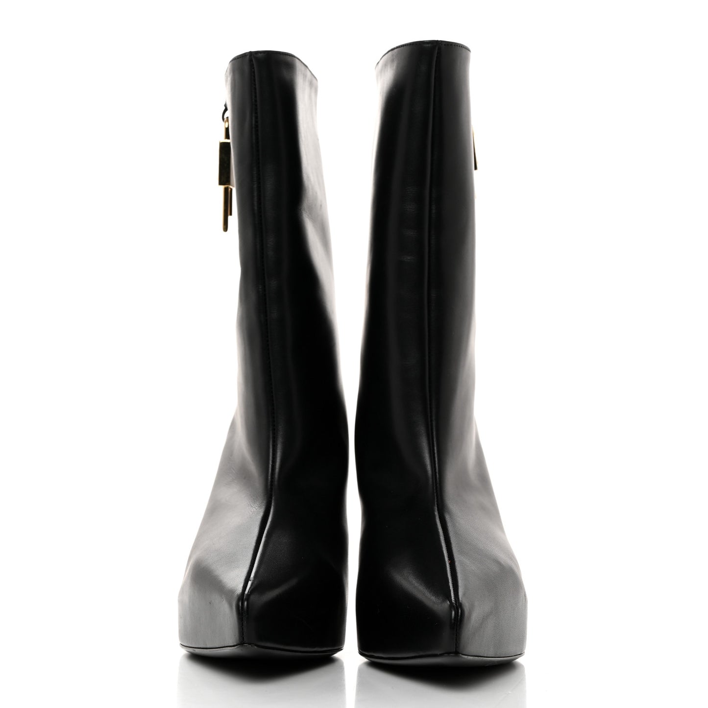 Calfskin G Lock 80mm Wedge Low Boots 36.5 Black