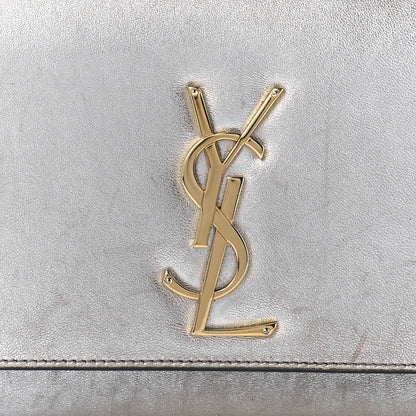 Saint Laurent Metallic Calfskin Classic Monogram Cassandre Clutch Silver 7 of 9