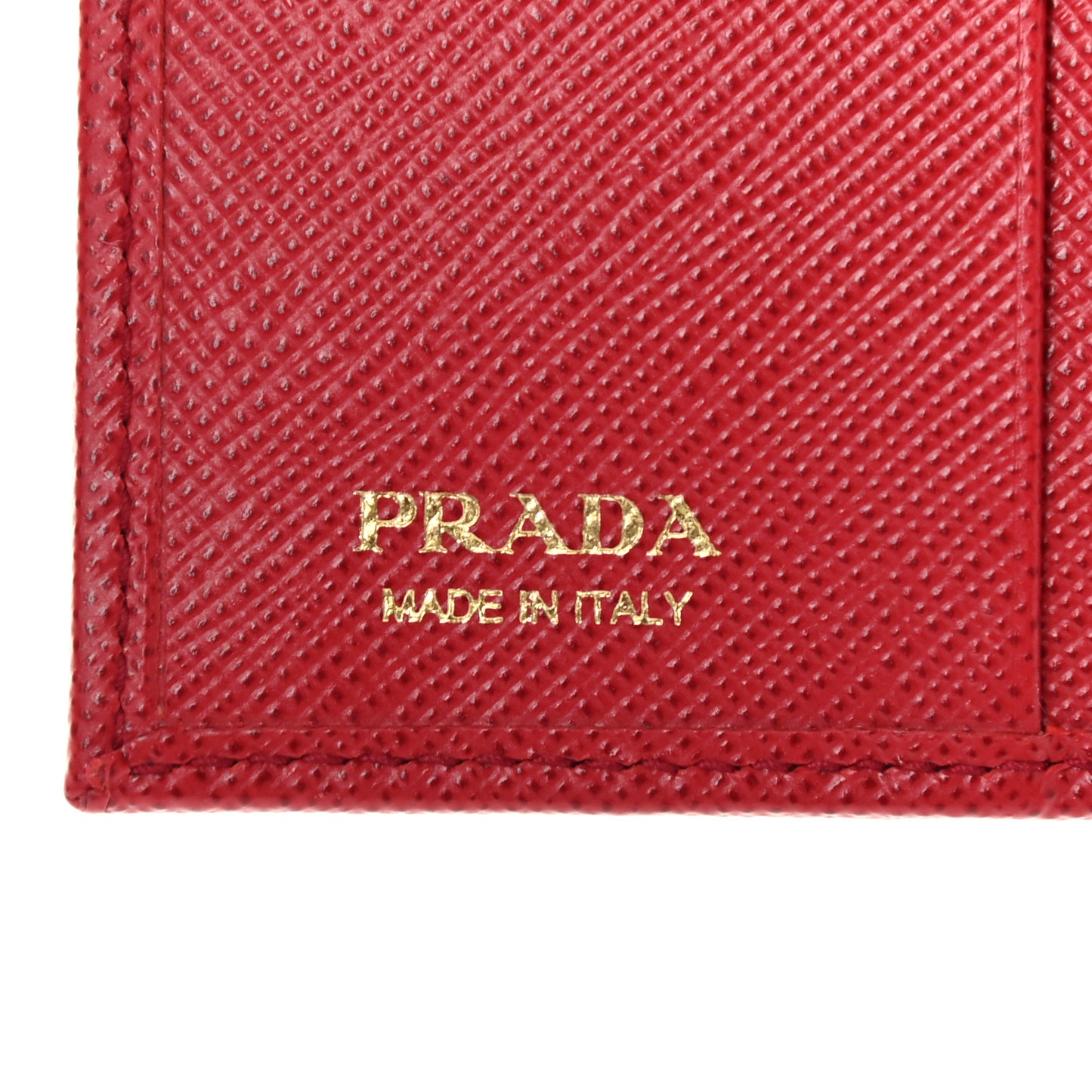 Saffiano Metal Compact Snap Bi-Fold Wallet Fuoco