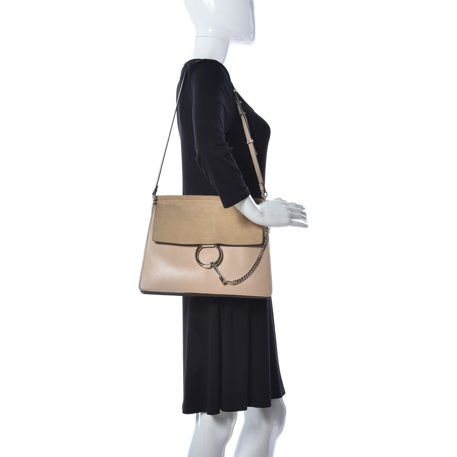 Chloe Suede Calfskin Medium Faye Shoulder Bag Pearl Beige 2 of 8