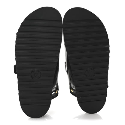Louis Vuitton Lambskin Chain Link Paseo Flat Comfort Sandals 39 Black 6 of 10