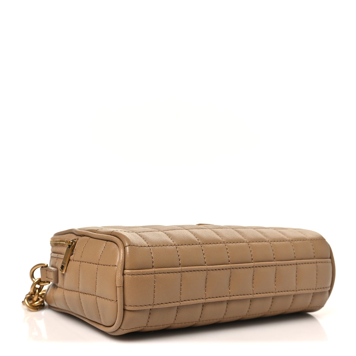 Lambskin Carre Quilted Cassandre Mini Camera Bag Natural Tan