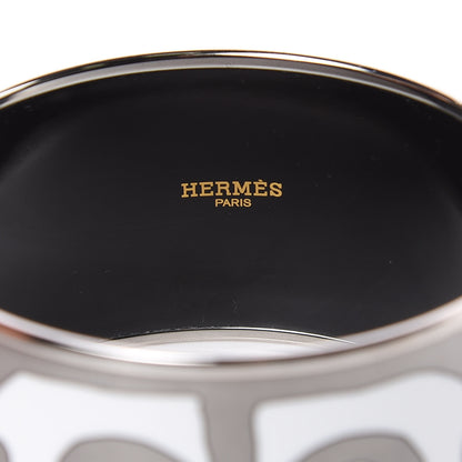 Hermes Enamel Printed Extra Wide Balcons du Guadalquivir Bracelet 70 Silver 5 of 5