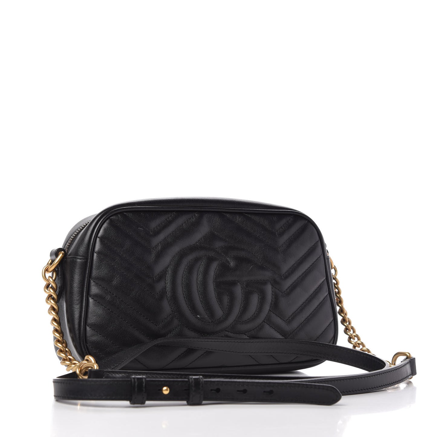 Calfskin Matelasse Small GG Marmont Chain Shoulder Bag Black