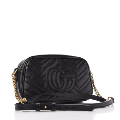 Gucci Calfskin Matelasse Small GG Marmont Chain Shoulder Bag Black 3 of 11