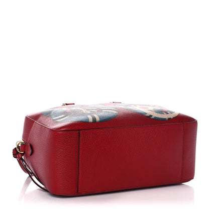 Gucci Calfskin Sylvie Web Kingsnake Print Top Handle Shoulder Bag Red 4 of 18